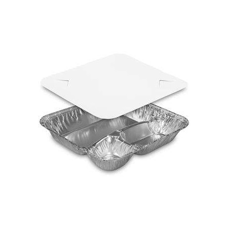 Handi-Foil Handi-Foil 3 Compartment Aluminum Large Oblong Tray With Lid, PK250 2345-35-250W